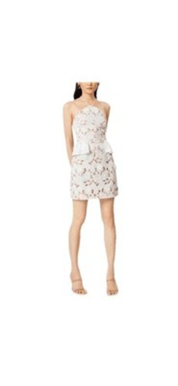 Elliatt Seafarer Lace Halter Neck Mini Dress Bridal Appliqué Dress M White $319